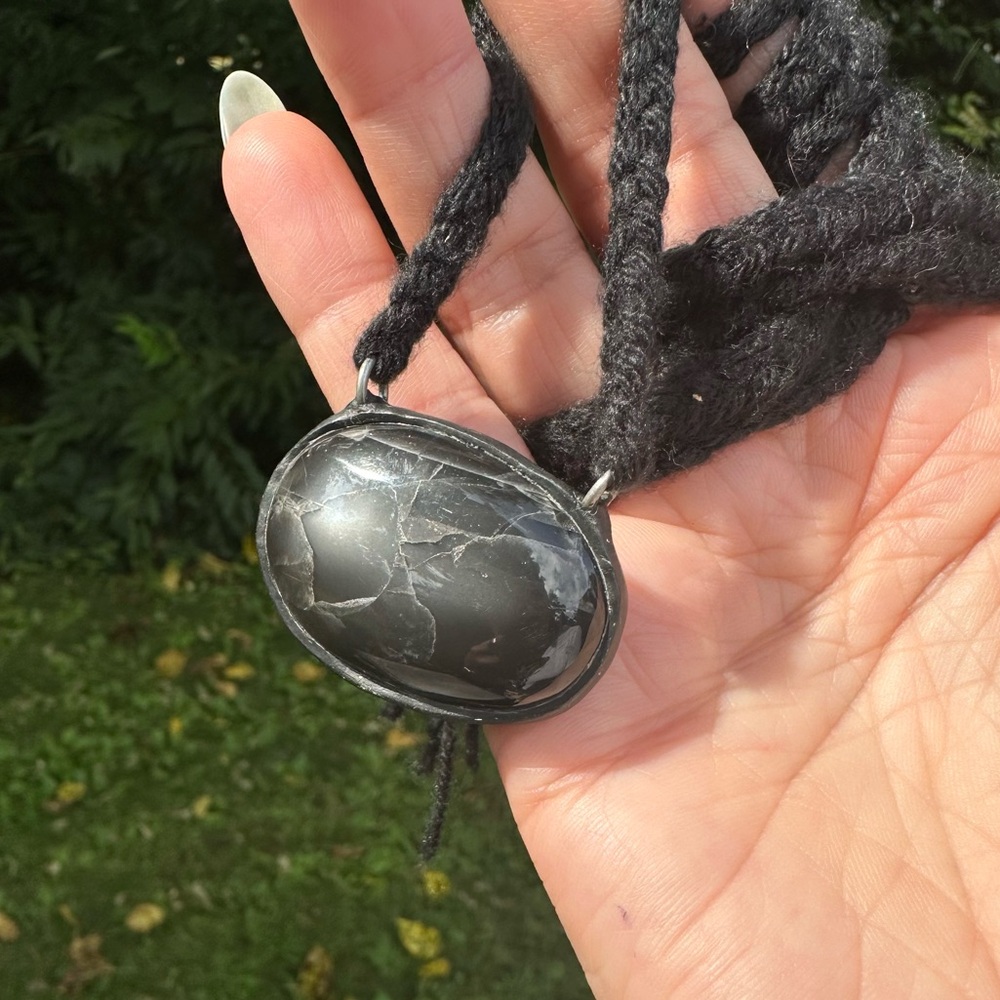 Stunning Flashy Black Moonstone Talisman necklace by Become Spellbound